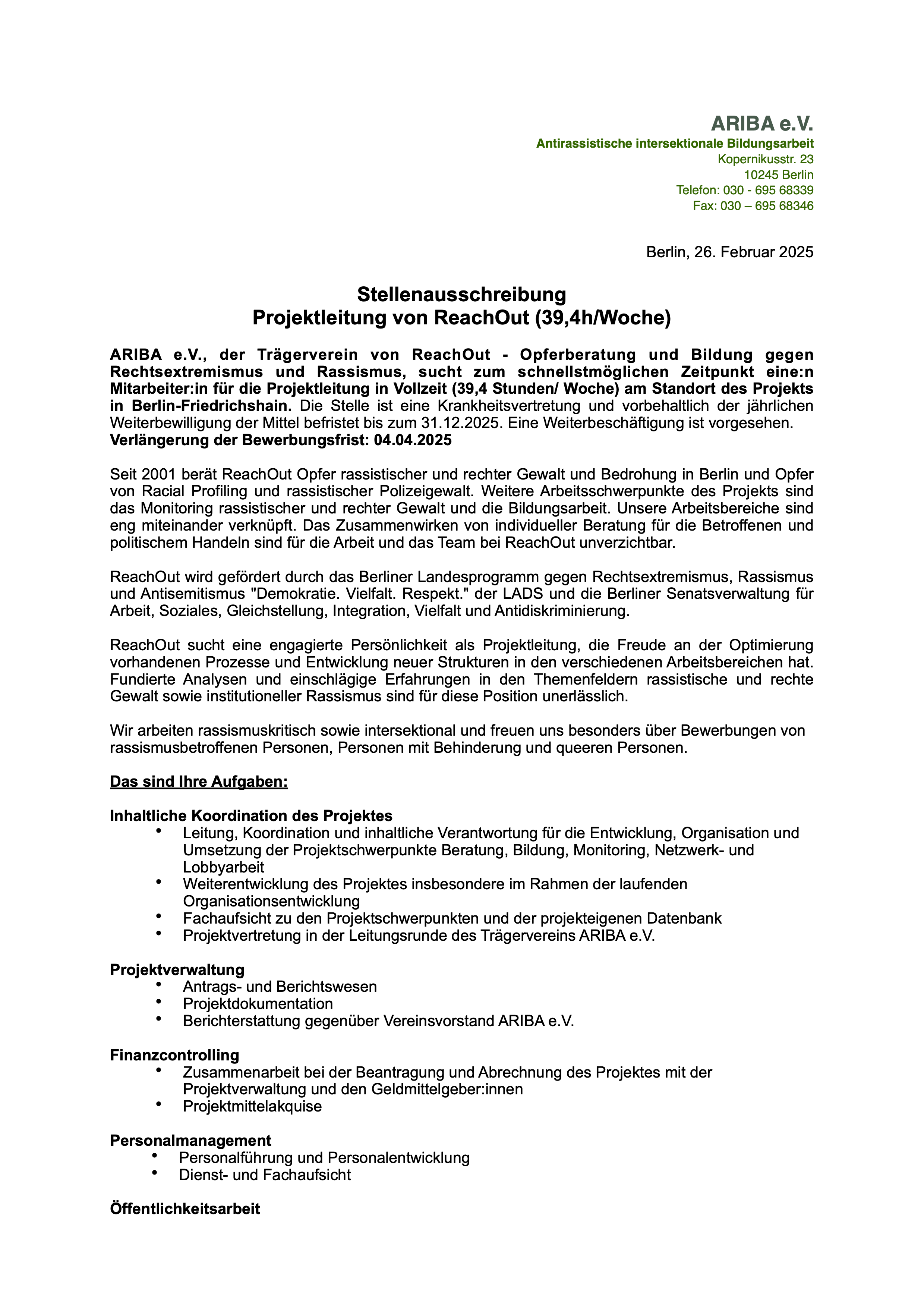 Ausschreibung Projektleitung 26.02.2025